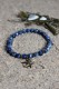 bracelet en agate bleu breloque bronze étoile de mer