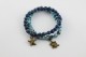 bracelets en agate bleu breloques bronze