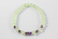 Bracelet Harmonie en préhnite et perles de verre violettes